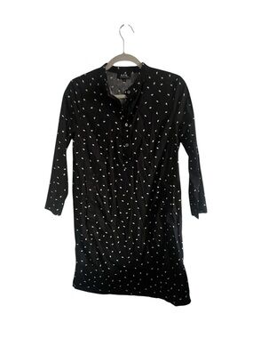 A.P.C. Black Long-Sleeve Dot Shirt Dress